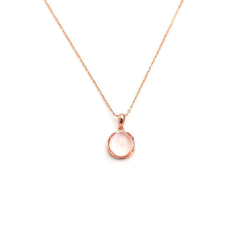 Sweet Oval Natural Big Rose Quartz Pendant Necklace 925 Sterling Silver Pink Shell Rose Gold Color Women Necklaces YNC083