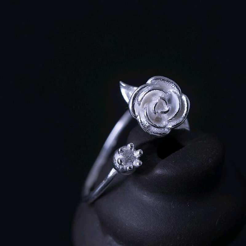 Sweet Rose Shape Rose Gold/Gold/Silver Rings Adjustable 100% 925 Silver Rings for Women Open Ring Birthd Gifts YRI100