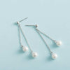 Tassel Two Pearls Pendant Earrings for Women 925 Sterling Silver Drop Earrings with Pearls Engagement Jewelry YEA175