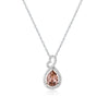 Teardrop/Heart Champagne Crystal Pendant with Link Chain 100% 925 Sterling Silver Necklace Women Wedding Jewelry YNC033