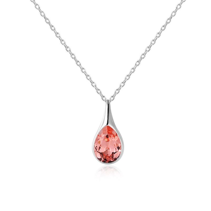 Teardrop Red Crystal 925 Sterling Silver Jewelry Korean Fashion Female Personality Pendant Necklace for Women Gift YNC007