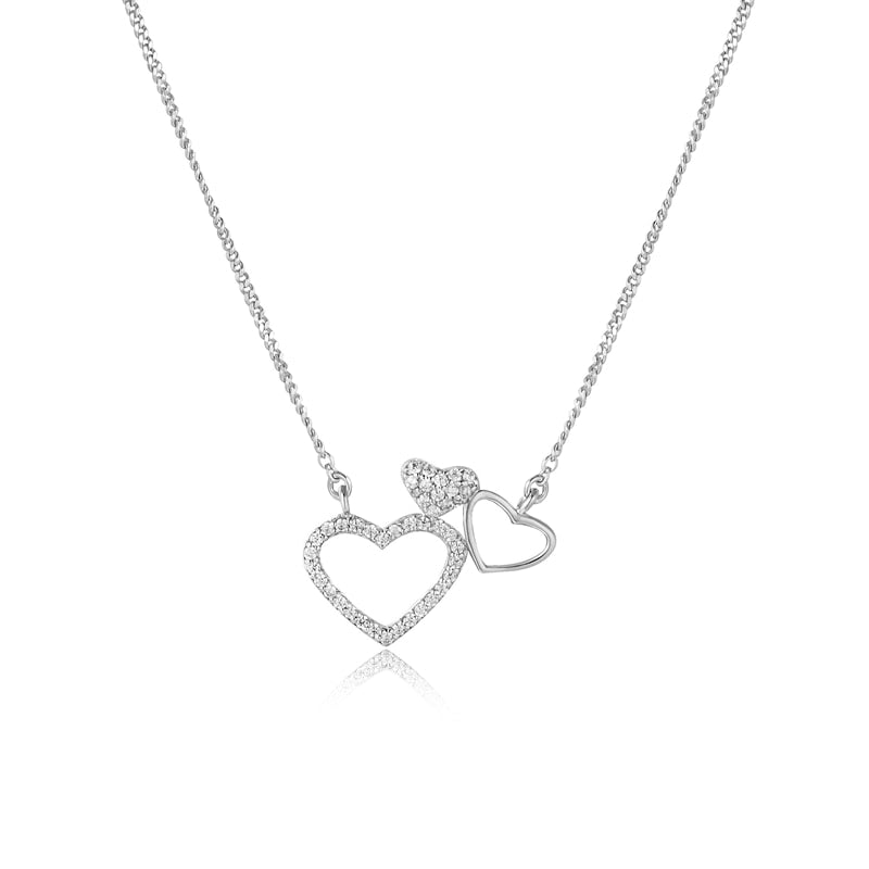 Top Quality 3 Hearts Cubic Zircon Pendant Necklace Ladies Genuine 925 Sterling Silver Women Necklaces Fine Jewelry YNC037