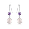 Top Quality Natural Amethyst/Rose Quartz Gemstone 925 Sterling Silver Hanging Earrings for Women Free Gift Box YEA226