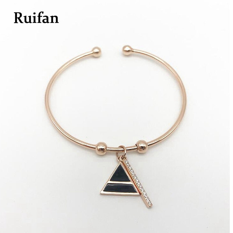 Triangle Bracelet Female 925 Sterling Silver Adjustable White Gold Open Cuff Ladies Bangle Bracelets Jewelry YBR016