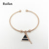 Triangle Bracelet Female 925 Sterling Silver Adjustable White Gold Open Cuff Ladies Bangle Bracelets Jewelry YBR016