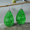 Vintage Hollow Green Jade Earrings for Women 925 Sterling Silver Big Drop Hanging Earrings Silver 925 Jewelry Gift YEA230
