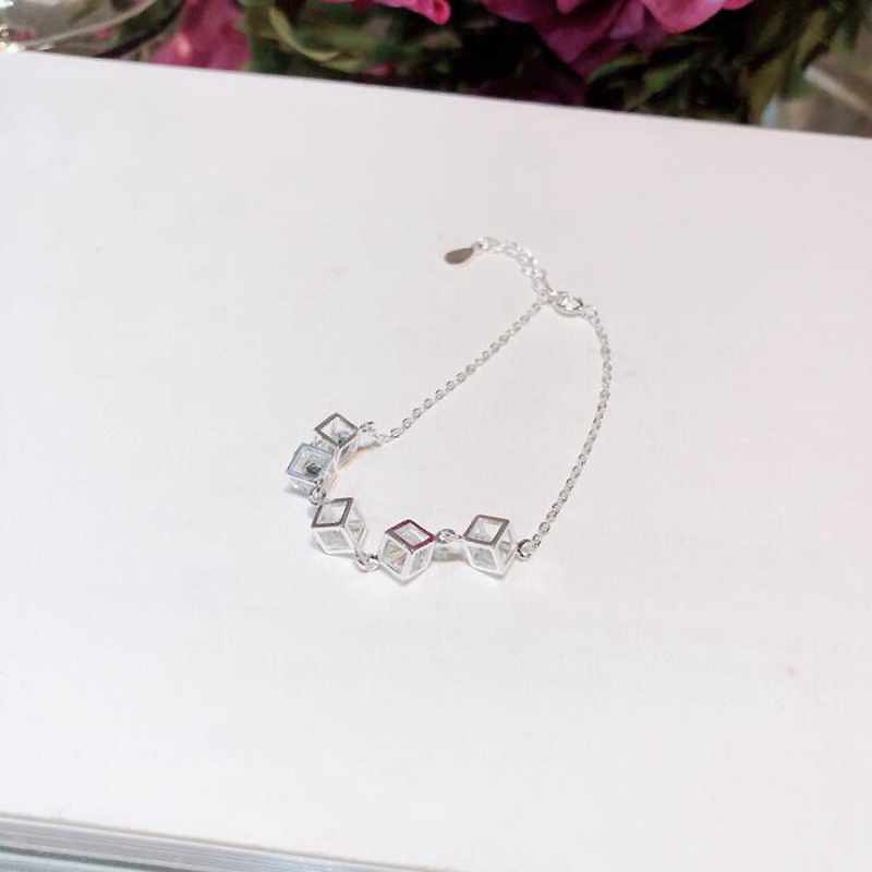 Vintage Square CZ Zircon Bracelet Ladies White Gold 925 Silver Bracelets for Girls Wedding Bracelet on Woman's Arm YBR044