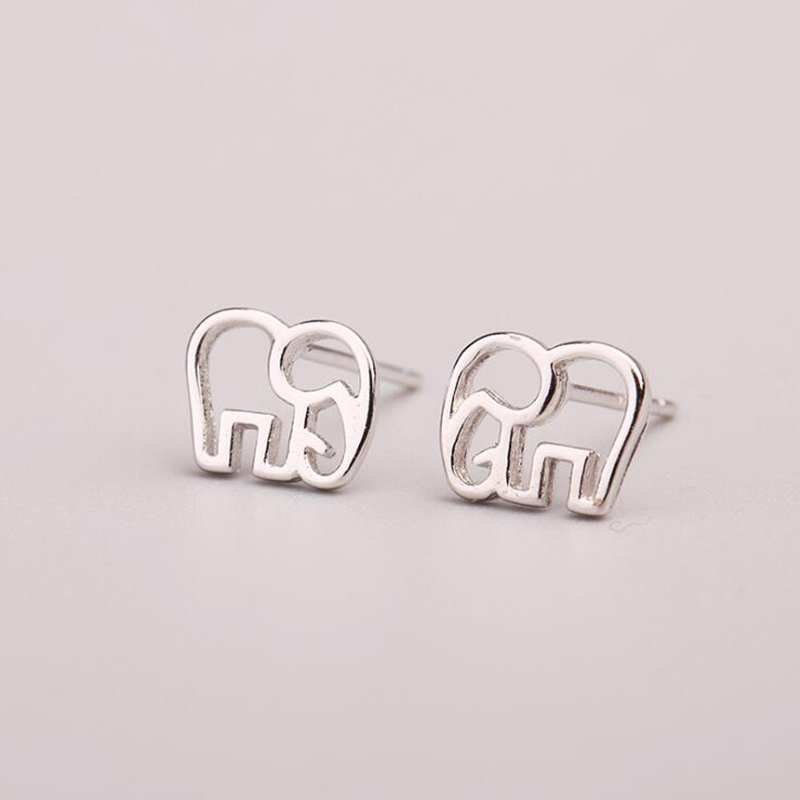 Women's 100% 925 Sterling Silver Jewelry Fashion Cute Tiny Elephant Stud Earrings Gift for Girls Friend Teens Lady YEA153