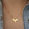 Running Horse Necklace Heart Jewelry Stainless Steel Animal Steed Pendant Necklace Friends Gifts