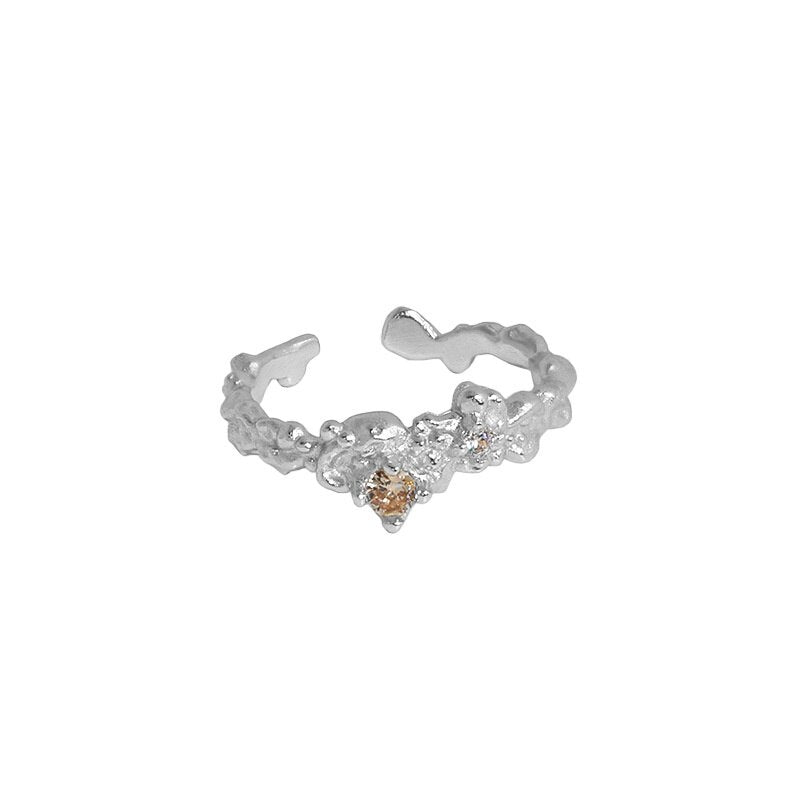 S'STEEL 925 Sterling Silver Geometry Design Zircon Opening Ring Gift For Women Rings  Wedding Adjustable Fine Jewellery