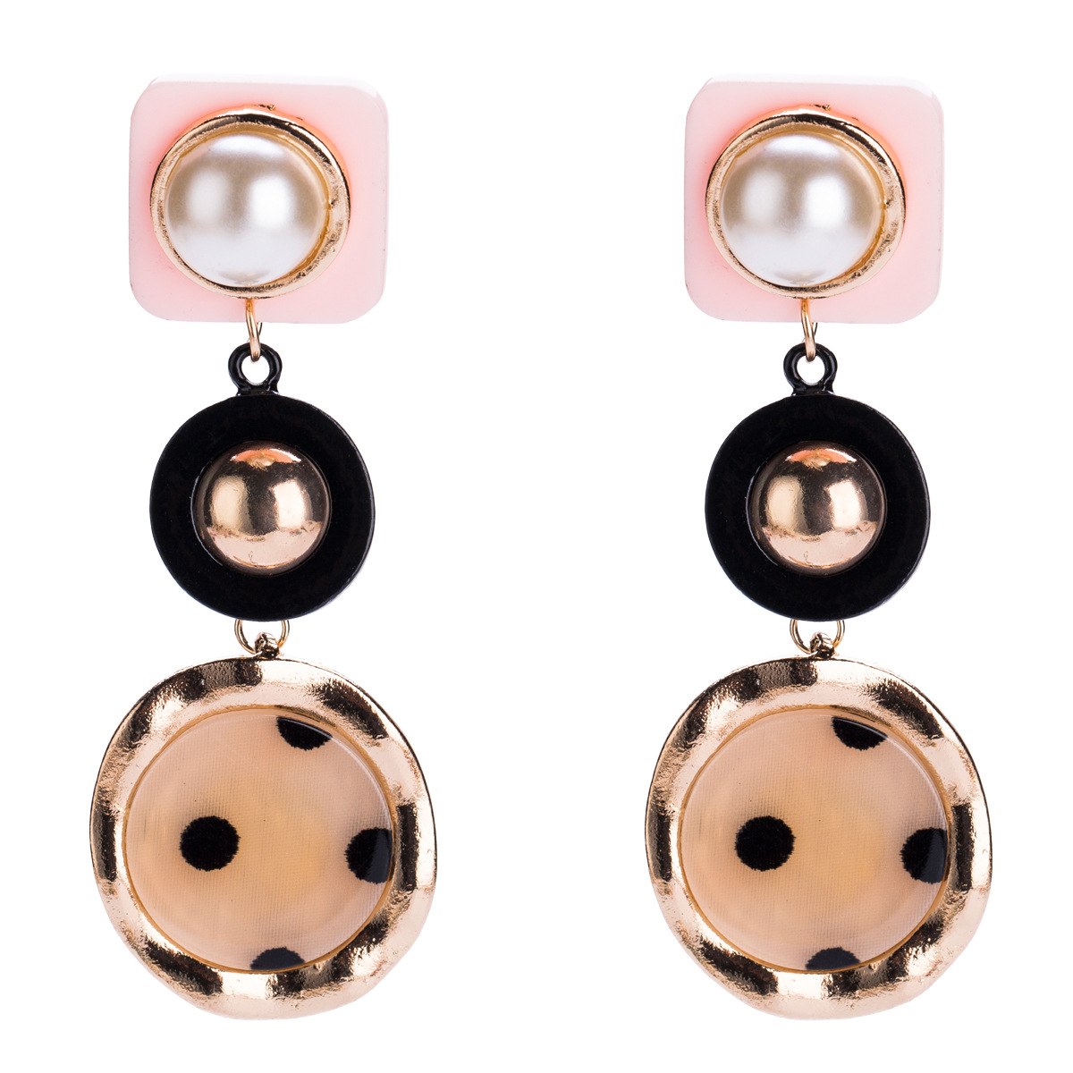 S.VEX Rose Gold Color Imitation Pearls Stud Earrings for Women Jewelry Big Crystal Statement Spot Earring Jewellery