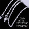925 stamped silver color 2MM Twist chain Necklace for woman 16-30 Inches designer party wedding accessories jewelry gift