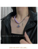 European and American purple romantic love pearl necklace female niche design pure desire collarbone chain