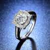 925 Sterling silver shiny Crystal square Rings for women Adjustable size party wedding Accessories Jewelry holiday gifts