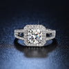 classic 925 Sterling silver  Crystal square Rings for women Adjustable size party wedding Jewelry holiday gift
