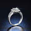 classic 925 Sterling silver  Crystal square Rings for women Adjustable size party wedding Jewelry holiday gift