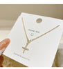 Micro-set Zircon Cross Pendant Women's Necklace  Temperament Clavicle Chain Jewelry Accessories Neck Chain