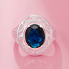 925 Sterling Silver Pretty Blue Crystal Oval rings For Women original party wedding engagement Jewelry holiday gifts