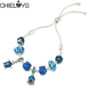 Blue Enamel Ocean Series Octopus Beads Chain Bracelet With Turtle Pendant DIY Adjustable Charm Bracelets For Women Jewelry