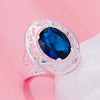 925 Sterling Silver Pretty Blue Crystal Oval rings For Women original party wedding engagement Jewelry holiday gifts
