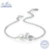 S925 Bracelet For Women Simple Style Vivid Leaves with Texture 100% 925 Sterling Silver & Pearl Fine Jewerly Gift HY017 LAMOON