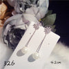 S925 Drop Earrings For Women Sterling Silver White 5-10mm Shell Pearls Fine Jewelry Cubic Zirconia Long Eardrop