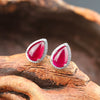 S925, Pure Silver Jewelry, Fashion Lady, Water Drop Shaped Red Corundum Earnail, Hollowed Out Design, Small And Fresh.