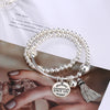 S925 Pure Silver Silver Pearl Tassel Circle Brand Personality Joker Contracted Female Bracelet Hand String Of Wholesale