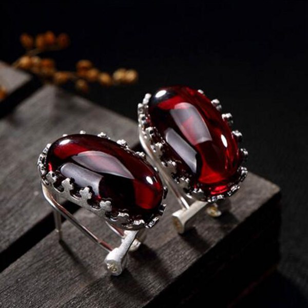 S925 Pure Sliver High-end Chalcedony Women Earrings Jewelry Fashion Elegant Wild Crown Inlaid Earrings Jewelry Gift for Lover
