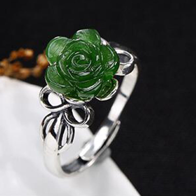 S925 Pure Sliver High-end Inlaid Jasper Flower Ring for Women Fashion Elegant Engagement Ring Jewelry with Various Styles