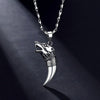 S925 Retro Moon Shape Wolf Tooth Charms Necklace Carving Pendant Chain Amulet Luck Blessing Change Destiny Wealth Lucky Jewelry