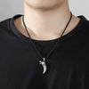 S925 Retro Moon Shape Wolf Tooth Charms Necklace Carving Pendant Chain Amulet Luck Blessing Change Destiny Wealth Lucky Jewelry