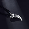 S925 Retro Moon Shape Wolf Tooth Charms Necklace Carving Pendant Chain Amulet Luck Blessing Change Destiny Wealth Lucky Jewelry