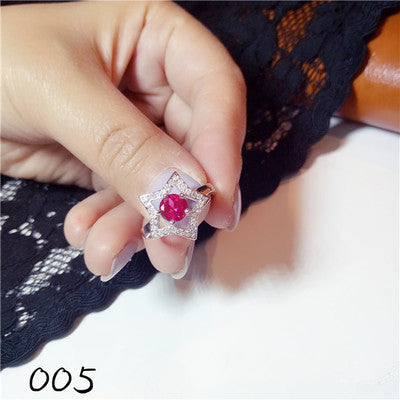 S925 Rings For Women sterling-silver-jewelry Ruby Vintage Simple Fine Jewelry Natural Gems Adjustable Ring Luxury Elegant Bague