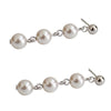 S925 Silver Black and White Pearl Long Earrings Three Pearls Earrings