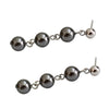 S925 Silver Black and White Pearl Long Earrings Three Pearls Earrings