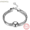 S925 Silver Bracelet Woman Personality Multilayer link chain Round bead European Fashion and fine Ornaments