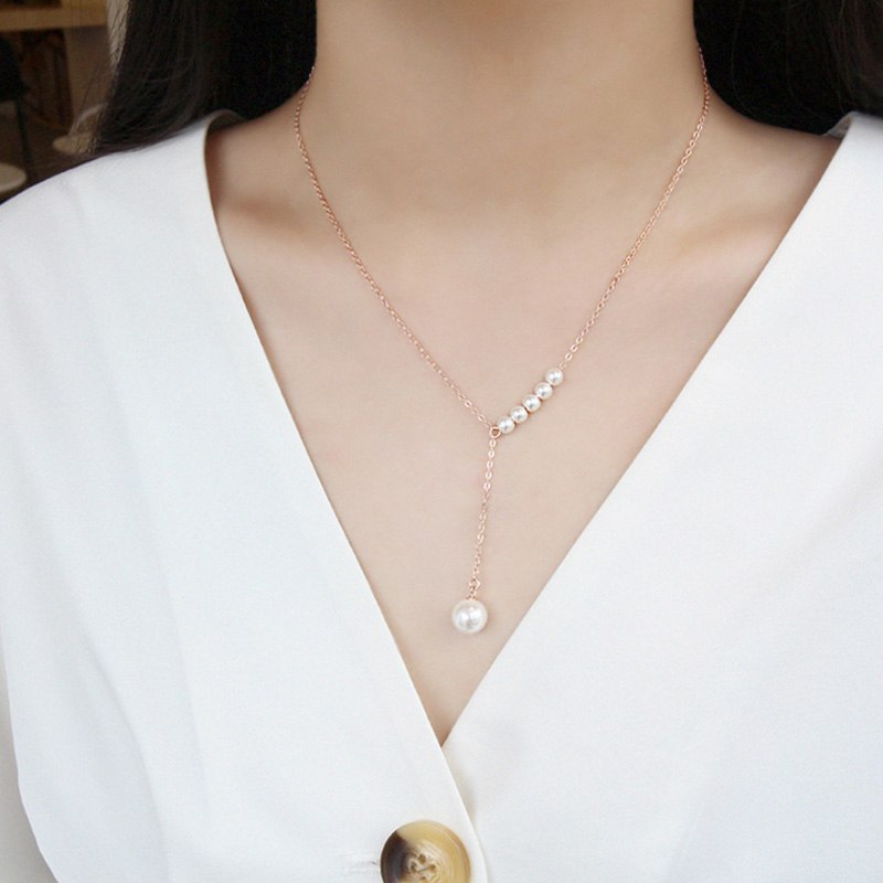 S925 Silver Fashion Single Women's Pearl Pendant Necklace