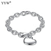 S925 Silver Fine Jewelry Female Charm Bracelet Plated Silver Heart Bracelet Top Quality