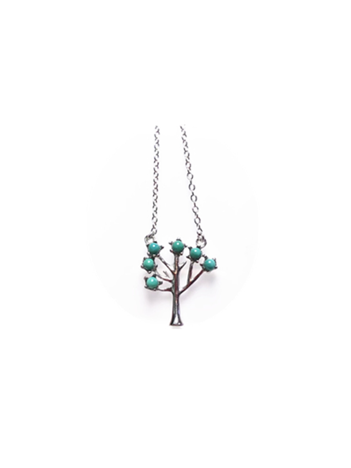 S925 Silver Inlaid Natural Turquoise Pendant Necklace