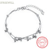 S925 Silver Jewelry European Bracelet for woman Romantic Bow Double link chain Fashion Gift party