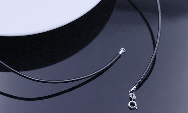 S925 Silver Necklace For Women PU man-made Leather Necklace Chain for Girl Lady Fashhion Charms Beads DIY Gift Jewelry 50 cm
