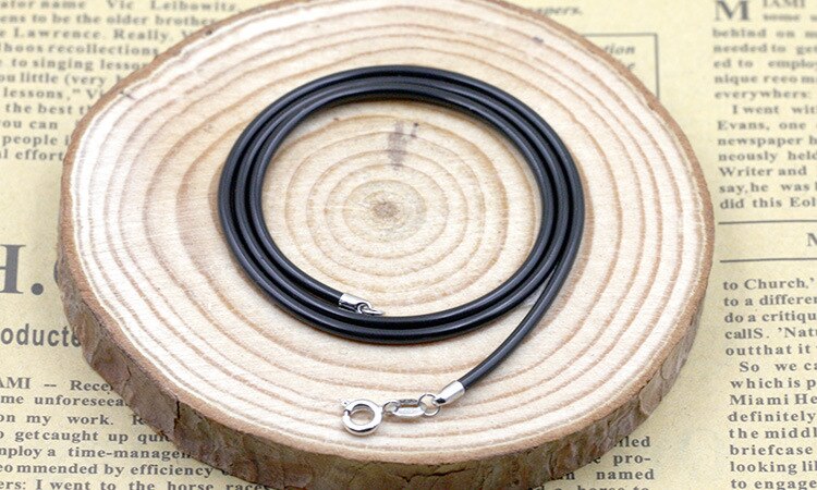 S925 Silver Necklace For Women PU man-made Leather Necklace Chain for Girl Lady Fashhion Charms Beads DIY Gift Jewelry 50 cm