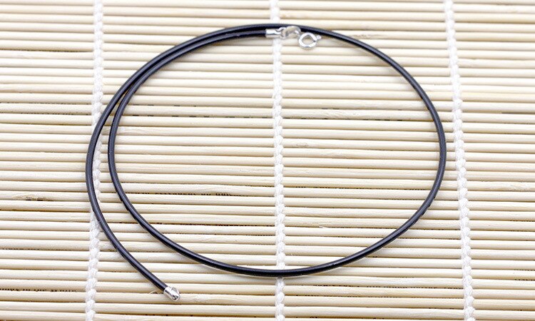 S925 Silver Necklace For Women PU man-made Leather Necklace Chain for Girl Lady Fashhion Charms Beads DIY Gift Jewelry 50 cm