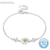S925 Silver woman Bracelet trendy Korean Sweet Small Daisy Silver Zircon Stone link chain fine jewelry
