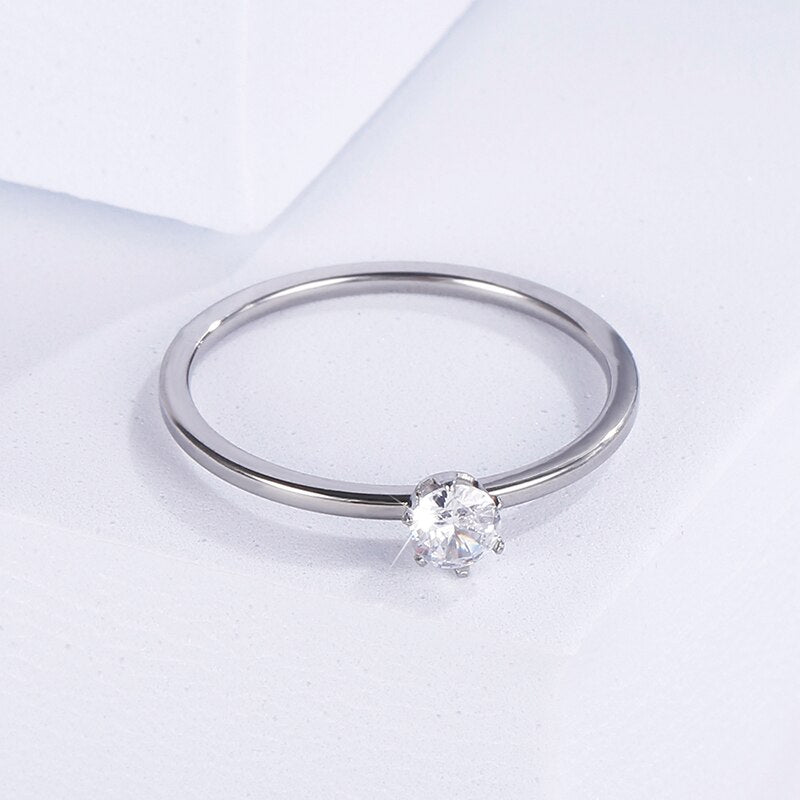 S925 Silverly Wedding Ring for Women Simple Style Big Bling Bling Zircon Compact Index Finger Ring Jewelry Gift