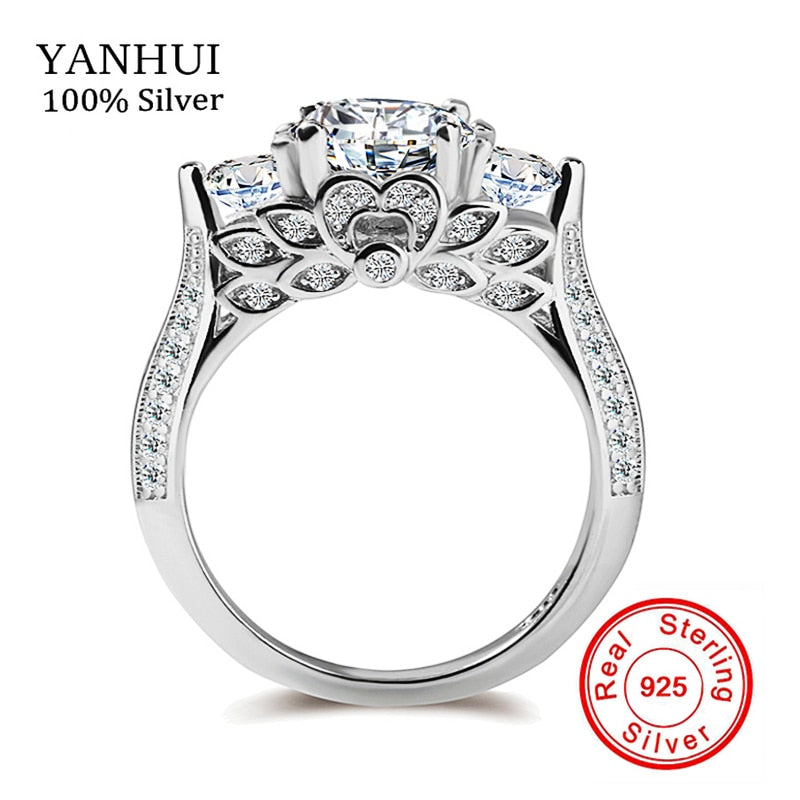 S925 Stamp Original Silver Rings Flower Set Sona CZ Diamant Engagement Rings 925 Sterling Silver Wedding Rings For Women ZR066