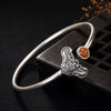 S925 Sterling Silver Antique Matte Inlaid South Hongfu In Front Of Ladies Open High Grade Silver Bracelet Wholesale