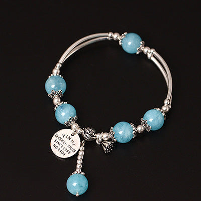 S925 Sterling Silver Bracelet For Women Natural Stone Beads Bracelets & Bangles Handmade Lucky Gem Tassel Fine Jewelry YB37