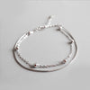 S925 Sterling Silver Character Minimalist Bead Snake Bone Chain Double Female Bracelet